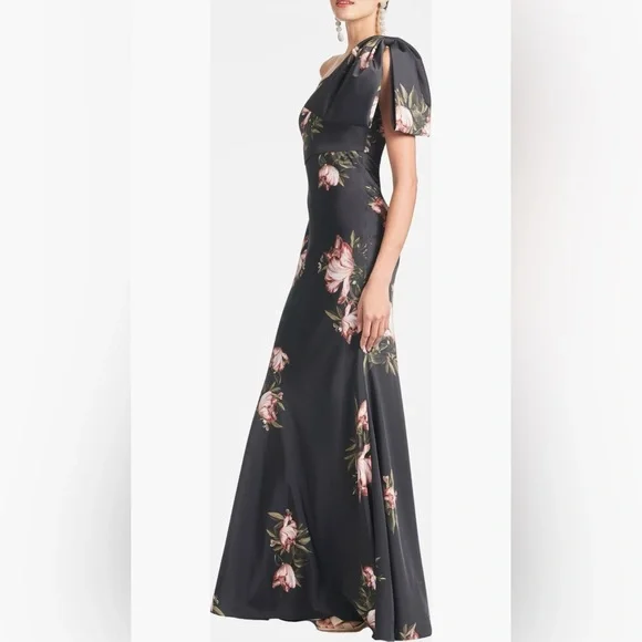 Aubrey Floral One-Shoulder Satin CrepeMermaid Gown